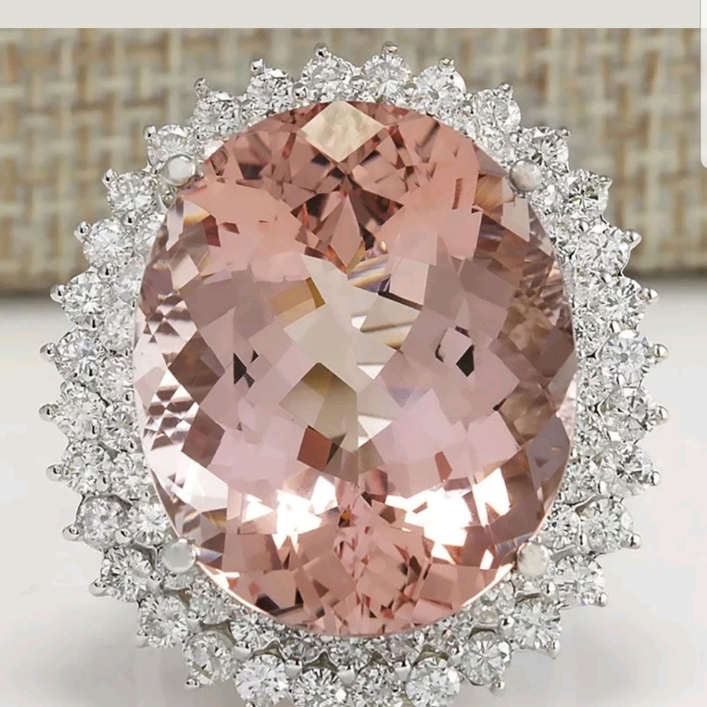 New sterling silver champagne Crystal ring - Picture 1 of 4
